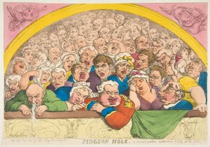 Holubí díra. A Convent Garden Contrivance to Cope up the Gods, 20. února 1811. od Thomas Rowlandson