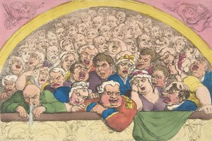 Holubí díra. Konvent Garden Contrivance to Coop up the Gods, 20. února, ..., 20. února 1811. od Thomas Rowlandson