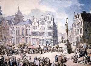 Place de Mer, Antverpy od Thomas Rowlandson