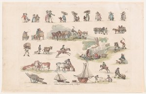Talíř 2, Obrysy obrázků, krajiny a dobytka...pro potřeby studentů, Ma..., 8. března 1790. od Thomas Rowlandson