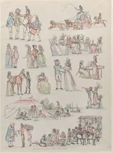 Deska 7, Obrysy obrazců, krajiny a dobytka...pro použití pro studenty, Ju..., 27. června 1790. od Thomas Rowlandson