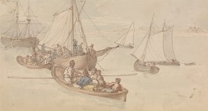 Rekreační plavidla v ústí řeky od Thomas Rowlandson