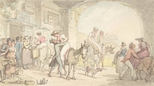 Pleasure of Poste aux Anes, od Sentimental Travels, ca. 1821. od Thomas Rowlandson