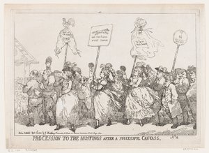 Průvod k Hustings po úspěšném plátně, 30. dubna 1784, 30. dubna 1784. od Thomas Rowlandson