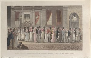 Quae Genus Committed, s bujarým tanečním večírkem, do Strážného domu, od ..., 1. listopadu 1821. od Thomas Rowlandson