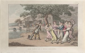 Quae Genus při stříhání ovcí, z Historie Johnnyho Quae Genus, The Li..., 1. února 1822. od Thomas Rowlandson