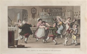 Quae Genus, in the Sports of the Kitchen, z Historie Johnny Quae Genus..., 1. srpna 1821. od Thomas Rowlandson