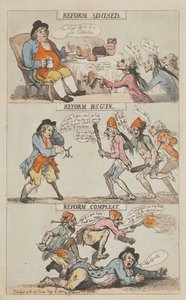 Reforma doporučena – reforma zahájena – reforma dokončena (úplná) od Thomas Rowlandson