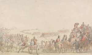 Recenze skupiny Light Horse Volunteers na Wimbledon Common od Thomas Rowlandson