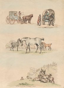 Sada šestnácti: Obrysy obrázku a krajiny od Thomas Rowlandson