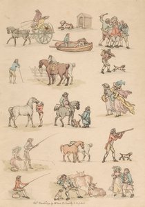 Sada šestnácti: Obrysy postav a krajiny od Thomas Rowlandson