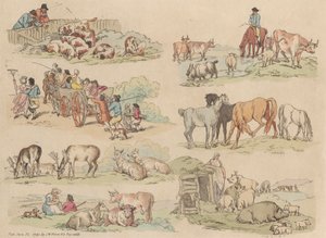 Sada šestnácti: Obrysy postav a krajiny od Thomas Rowlandson
