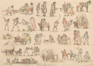 Sada šestnácti: Obrysy postav a krajiny od Thomas Rowlandson