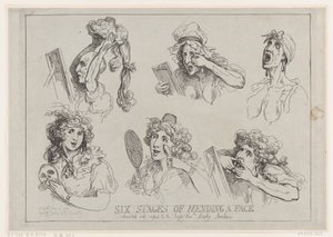 Šest fází opravování obličeje, věnované s ohledem na pravého Hon-ble. Lady Ar..., 29. května 1792. od Thomas Rowlandson
