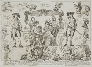Náčrt politického dění v Evropě, 24. ledna 1786 – Narozeniny pruského krále od Thomas Rowlandson
