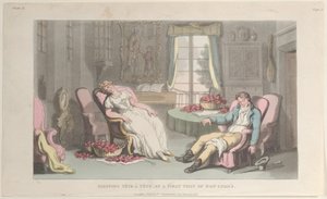 Spící Tête à Tête, při první návštěvě Dona Luigiho, z Neapole a Campag..., 1. června 1815. od Thomas Rowlandson