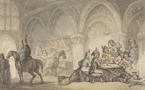 Vojáci se baví v hospodě od Thomas Rowlandson