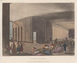 Nemocnice svatého Lukáše pro choromyslné, z Ackermannova "Mikrokosmu Londýna od Thomas Rowlandson