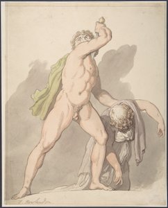Stojící nahý muž podpírající omdlévající ženu (Ludovisi Gaul v galerii Uffizi) od Thomas Rowlandson