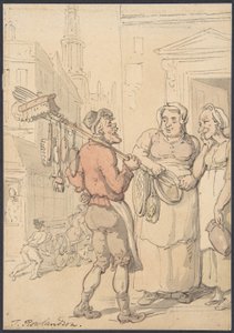 Pohled do ulice: Prodejce štětců od Thomas Rowlandson