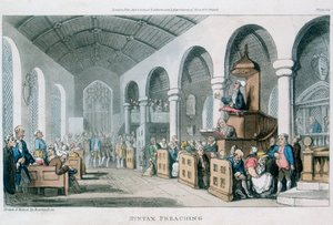 „Kázání syntaxe“, 1813 od Thomas Rowlandson