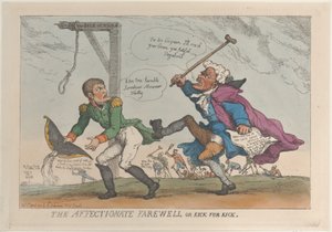 Láskyplné rozloučení aneb kopnutí za kopání, 17. dubna 1814, 17. dubna 1814. od Thomas Rowlandson