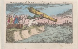Baron skočí do moře s tureckým kouskem arzenálu, [1809], re..., [1809], znovu vydáno 1811. od Thomas Rowlandson