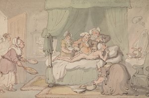 „Doktor má tak vážné pohmožděniny, že se považuje za nutné provést baňkování.“ od Thomas Rowlandson
