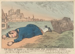 Pád Dagona – aneb Vzácné zprávy z Leadenhall Street od Thomas Rowlandson