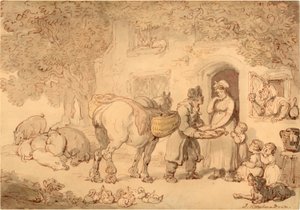 The Fishseller, asi 1775-1800 (akvarel a inkoust) od Thomas Rowlandson