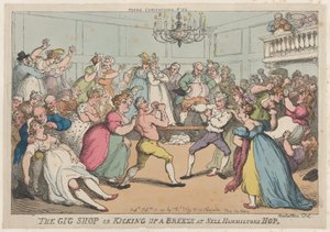 The Gig Shop aneb Kicking Up a Breeze at Nell Hammiltons Hop, 16. února 1811, 16. února 1811. od Thomas Rowlandson