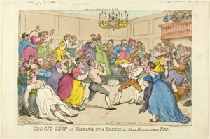 The Gig Shop nebo Kicking Up a Breeze u Nell Hammiltons Hop od Thomas Rowlandson