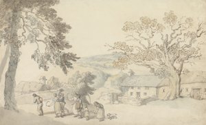 The Harvesters (pero a inkoust a w/c přes tužku na papíře) od Thomas Rowlandson