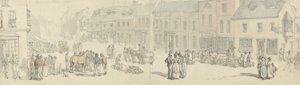 The High Street na Market day, Newport, Isle of Wight, cca 1797-1800 (pero, inkoust a wc na papíře) od Thomas Rowlandson