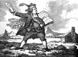 Novinář s výhledem na Auchinleck nebo The Land of Stones, c 1786. od Thomas Rowlandson