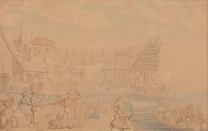 Složení lodi na vodu od Thomas Rowlandson