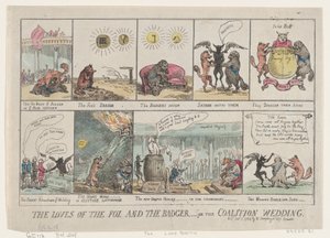 Liščí lásky a jezevec aneb Koaliční svatba. 7. ledna 1784, 7. ledna 1784. od Thomas Rowlandson