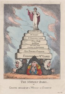 The Modern Babel, aneb obři rozdrceni tíhou důkazů, 11. dubna 1809, 11. dubna 1809. od Thomas Rowlandson
