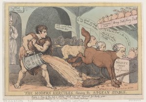 The Modern Hercules, Cleansing the Augean Stáj, 23. dubna 1805, 23. dubna 1805. od Thomas Rowlandson