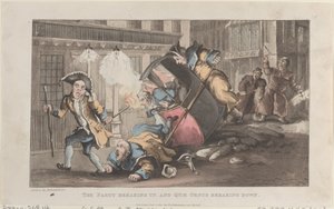 The Party Breaking Up a Quae Genus Breaking Down, z The History of John..., 1. prosince 1821. od Thomas Rowlandson