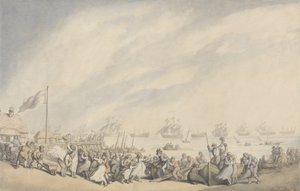 Návrat flotily do Great Yarmouth po porážce Holanďanů v roce 1797, kolem roku 1797 (pero, inkoust a akvarel na papíře) od Thomas Rowlandson