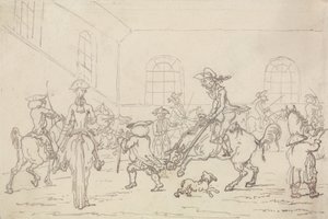 Jezdecká škola (pero a inkoust na papíře) od Thomas Rowlandson