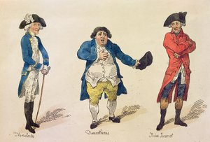 The Rival Candidates, frontispis v knize History of the Westminster Election.. od Lovers of Truth and Justice, Londýn, 1784 (barevný lept) od Thomas Rowlandson