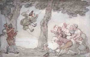 The Swing (inkoust, akvarel a tužka na papíře) od Thomas Rowlandson