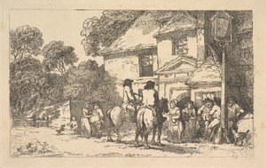 „The Three Horseshoes“, hostinec u silnice od Thomas Rowlandson