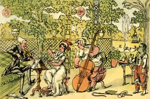 "Zahradní trio" od Thomas Rowlandson