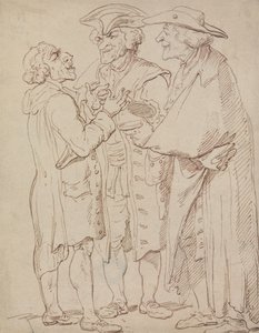 Tři celovečerní postavy mluvících mužů od Thomas Rowlandson
