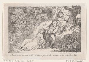 Tom Jones zachraňuje paní Watersovou před násilím v Northertonu, z Historie Toma Jona..., 1792. od Thomas Rowlandson