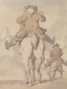 Dva muži na koních, pohled zezadu od Thomas Rowlandson