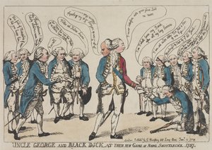 Strýc George a Black Dick při své nové hře námořního košíku od Thomas Rowlandson
